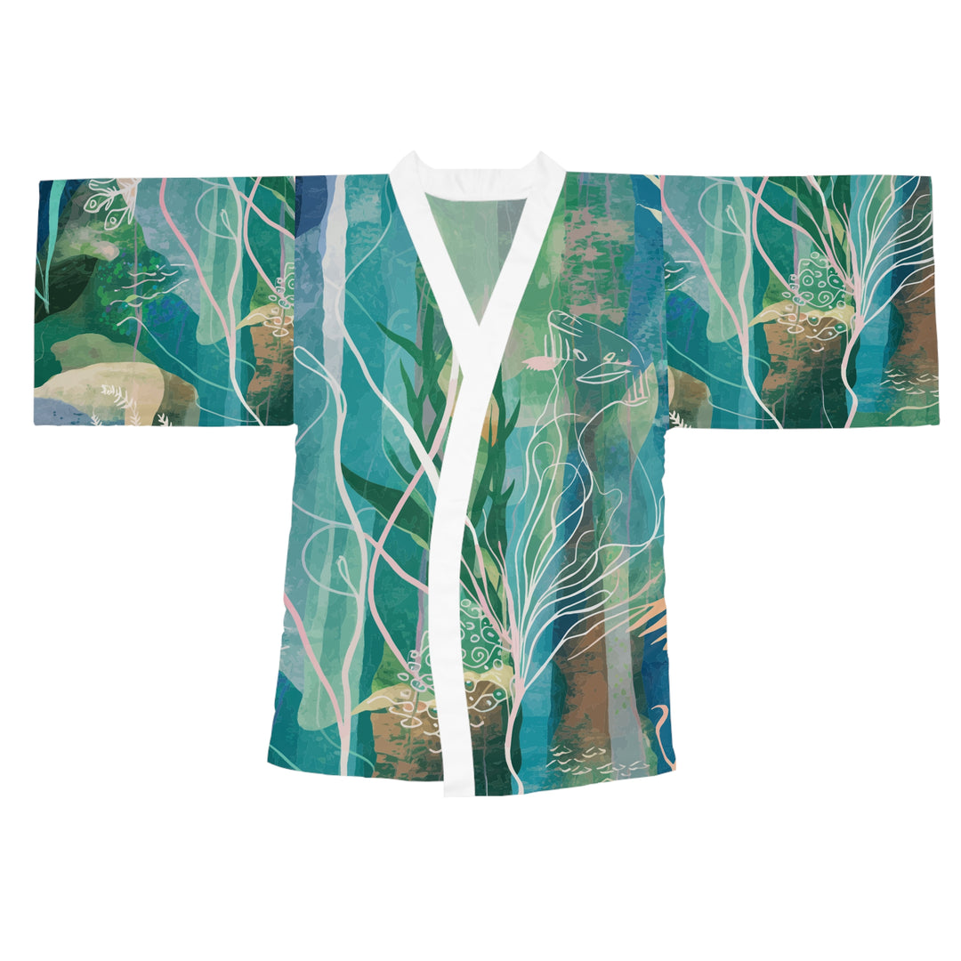 Long Sleeve Kimono Robe - Ocean Seaweed