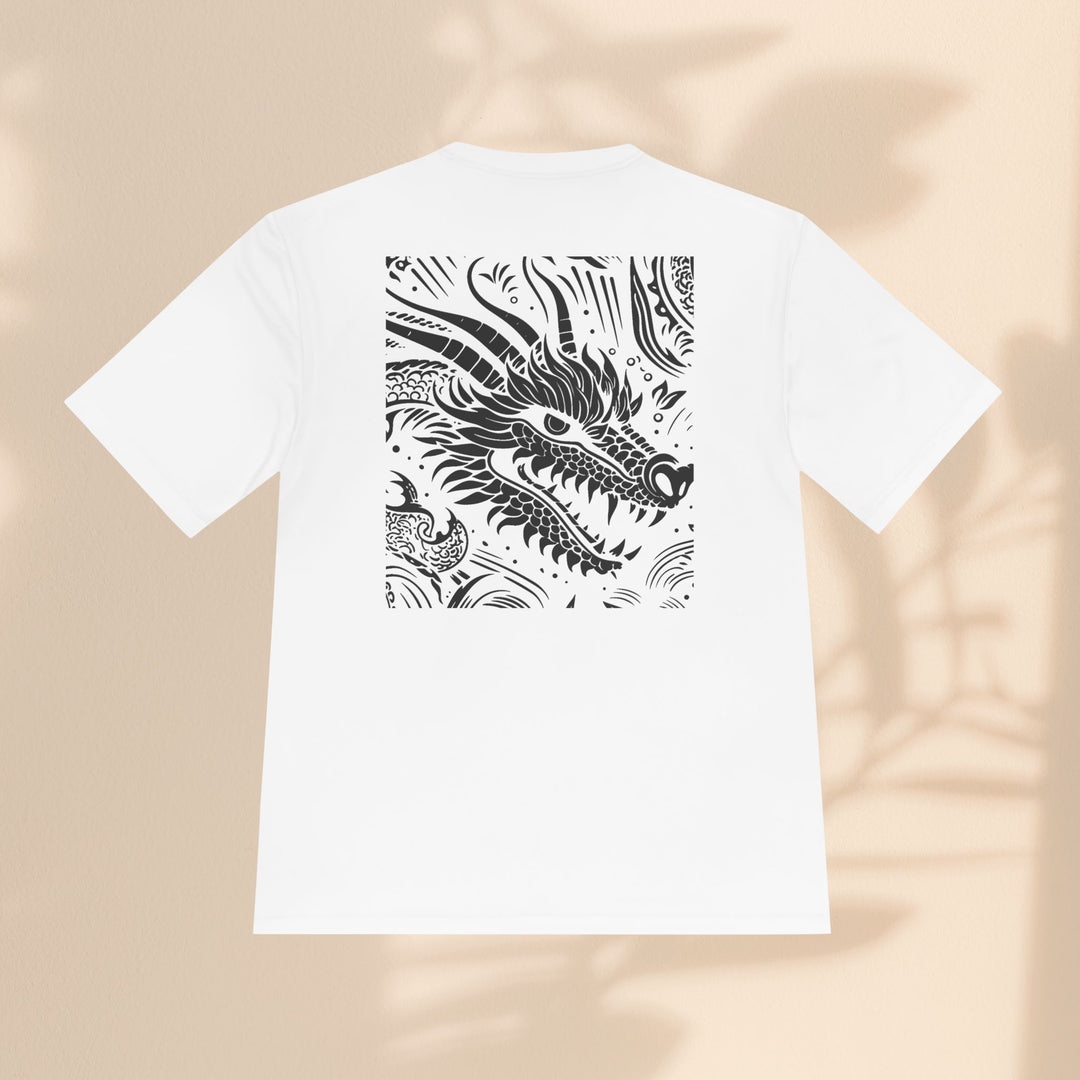 Unisex Moisture Wicking Tee - Dragon Black and White