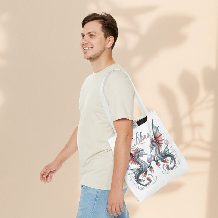 Libra Dragon Tote Bag, Zodiac Sign Tote, Astrological Gift, Fantasy Art Shopper, Unique Astrology Carryall