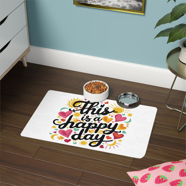 Pet Food Mat (12x18) - This is a Happy Day