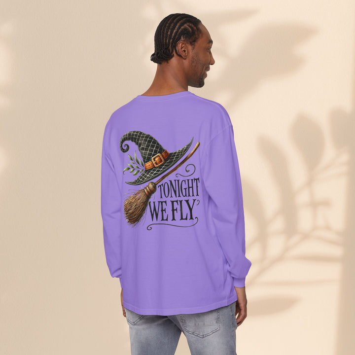 Tonight We Fly - Whimsical Witch Halloween Long Sleeve T-Shirt