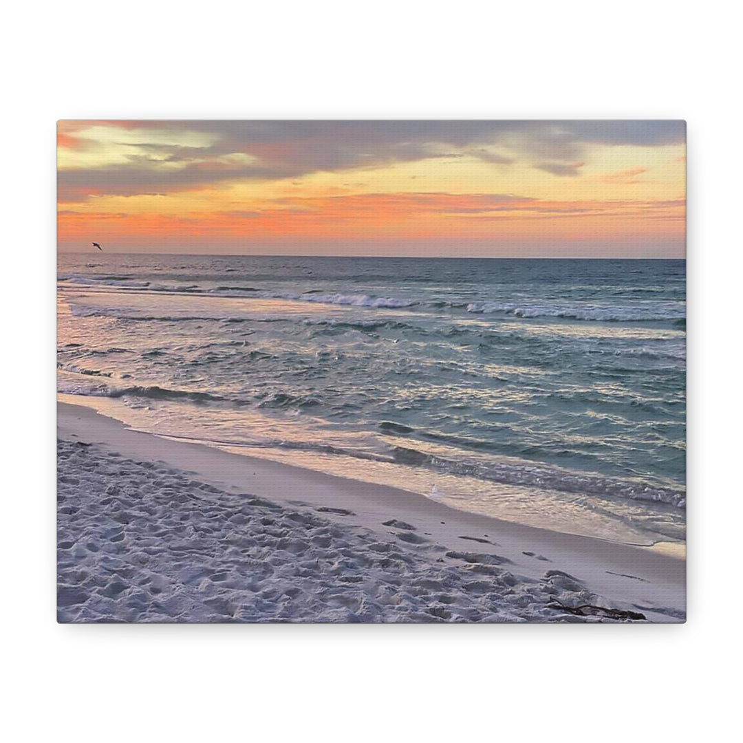Sunset Beach Matte Stretched Canvas Wall Art