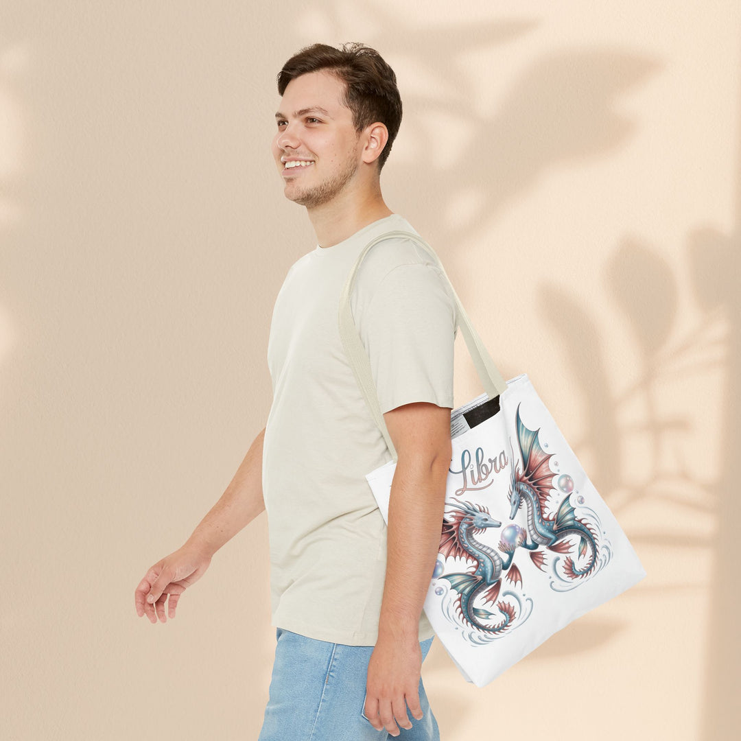 Libra Dragon Tote Bag, Zodiac Sign Tote, Astrological Gift, Fantasy Art Shopper, Unique Astrology Carryall