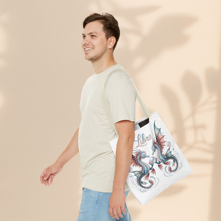 Libra Dragon Tote Bag, Zodiac Sign Tote, Astrological Gift, Fantasy Art Shopper, Unique Astrology Carryall