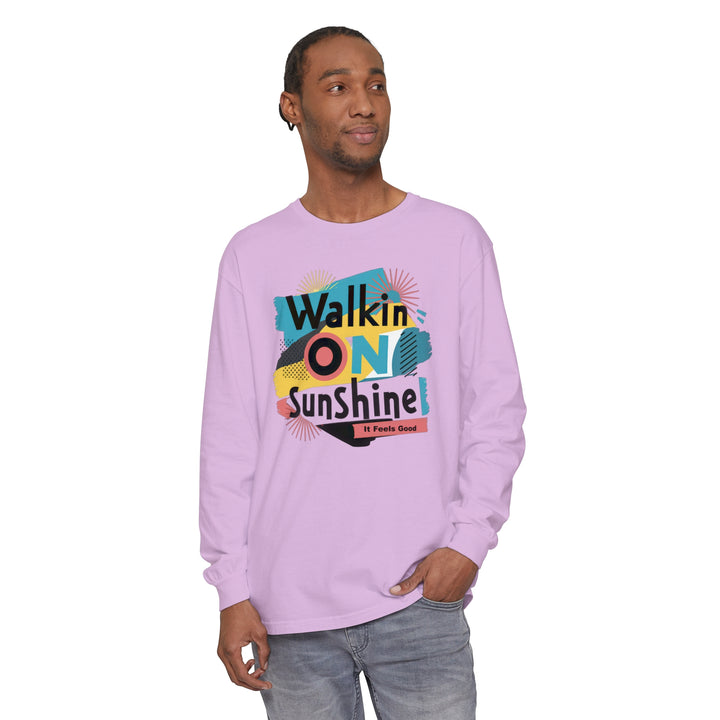 Unisex Garment-dyed Long Sleeve T-Shirt - Walking On Sunshine