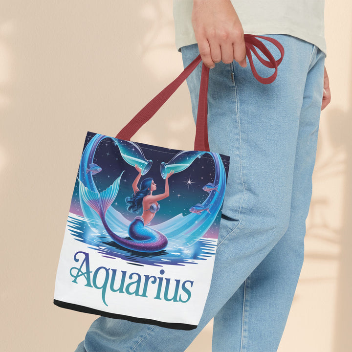 Aquarius Mermaid Tote Bag, Zodiac Gift, Astrology Tote, Women’s Bag, Beach Accessory, Stylish Carryall
