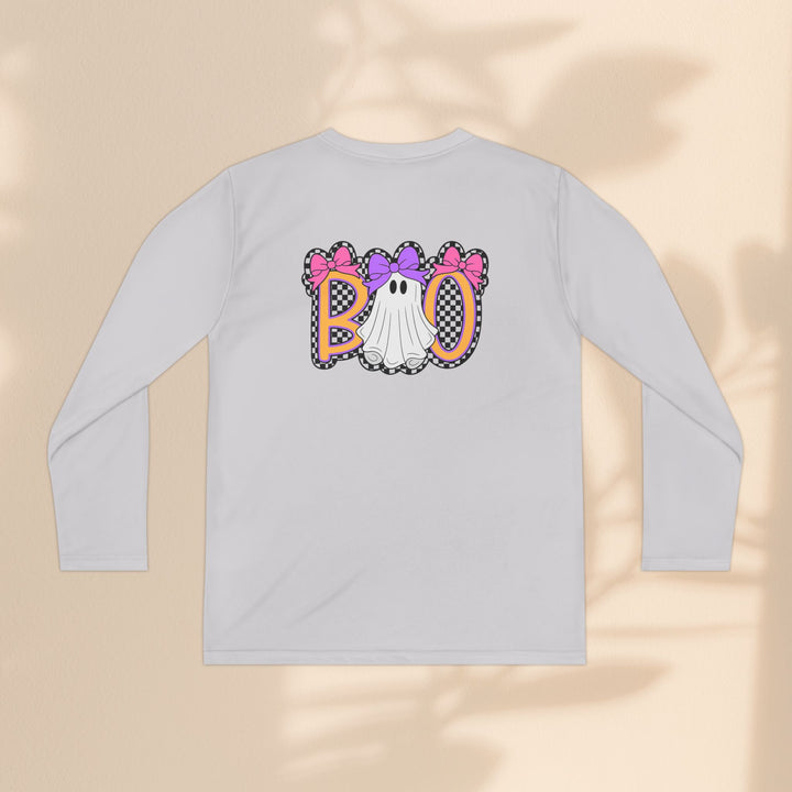 Youth Ghost Boo Tee – Kids Halloween Long Sleeve Shirt for Trick-or-Treating & Fall Parties