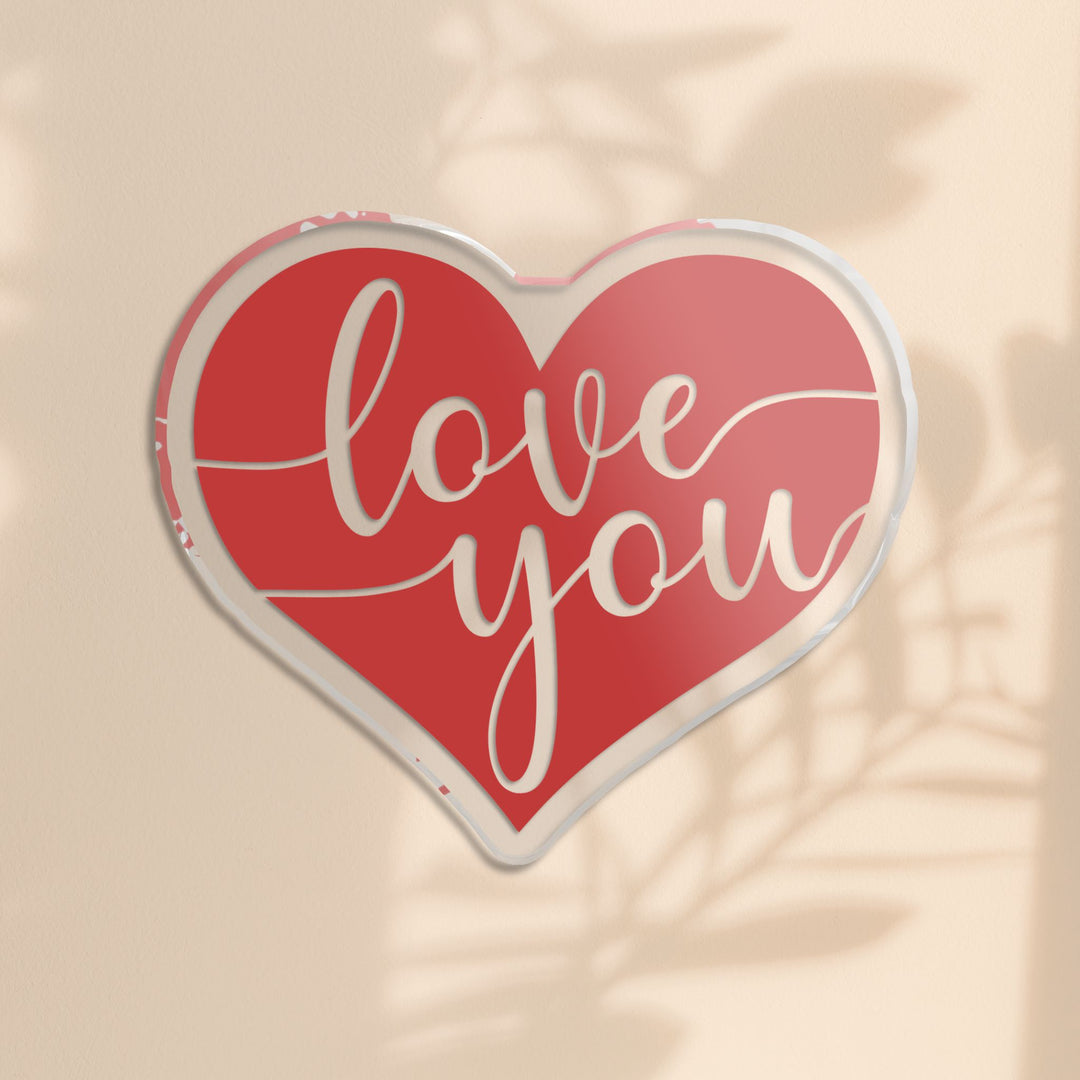 Heart-Shaped Acrylic Statue – "Love You" Custom Keepsake