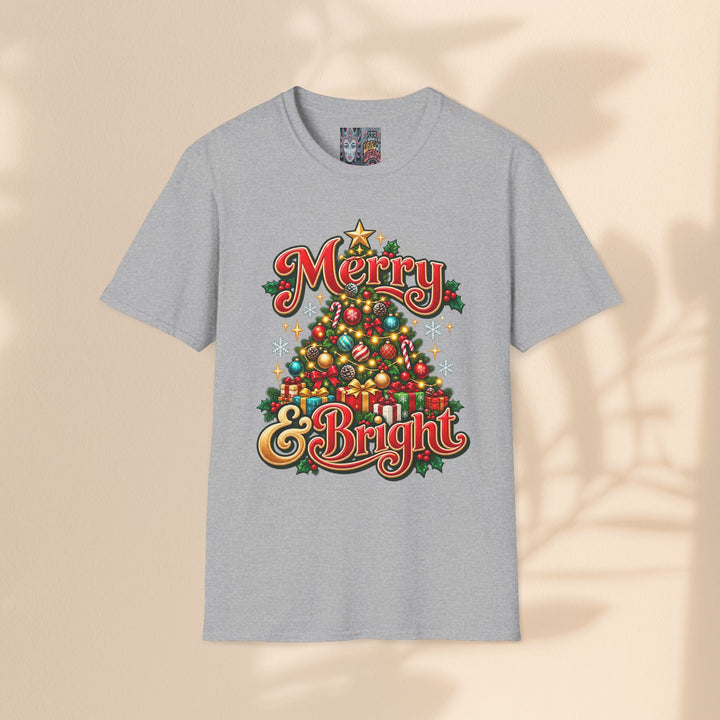 Merry & Bright Christmas T-Shirt – Festive Holiday Graphic Tee