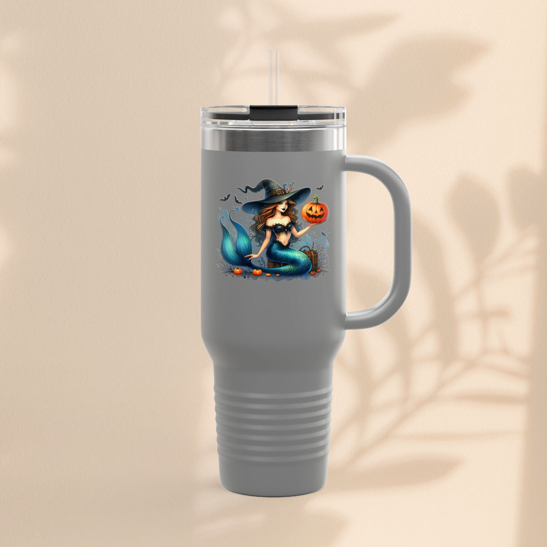 Mermaid & Pumpkin Halloween Travel Mug – 40oz Insulated Tumbler for Gifts & Parties