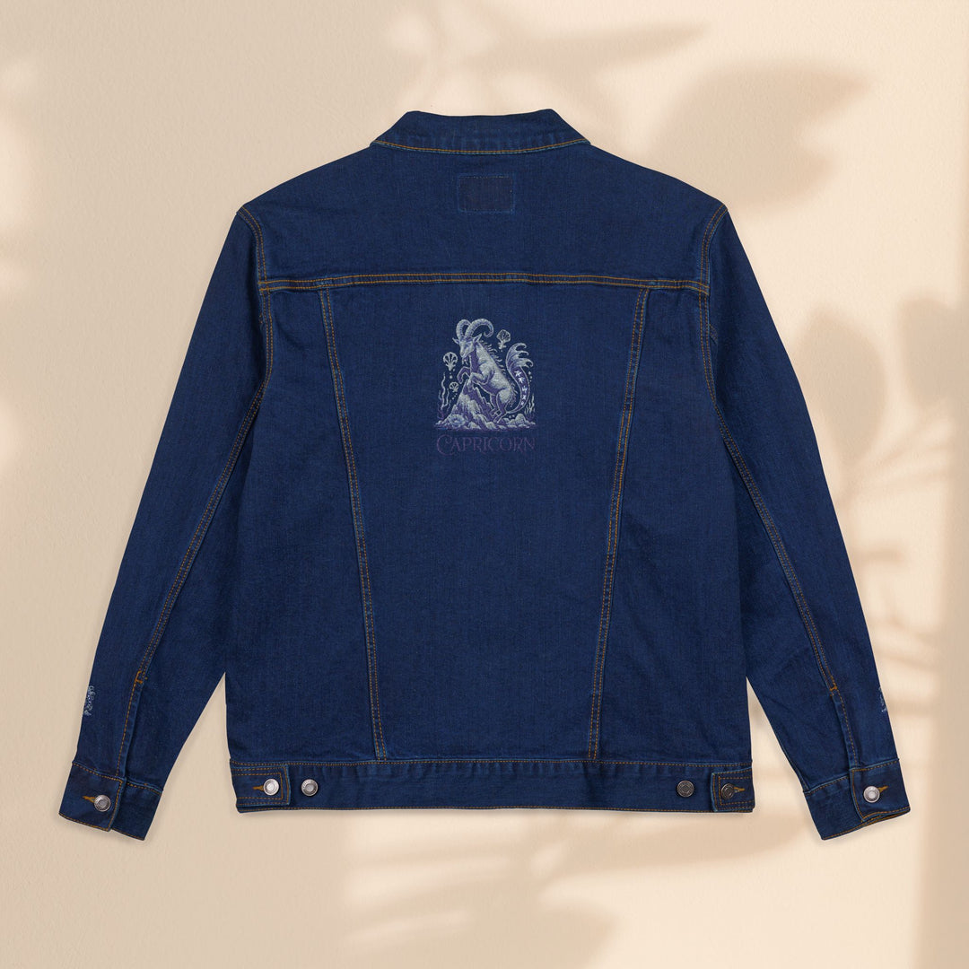 Capricorn Embroidery Denim Jacket – Trendy Unisex Casual Wear & Zodiac Gift