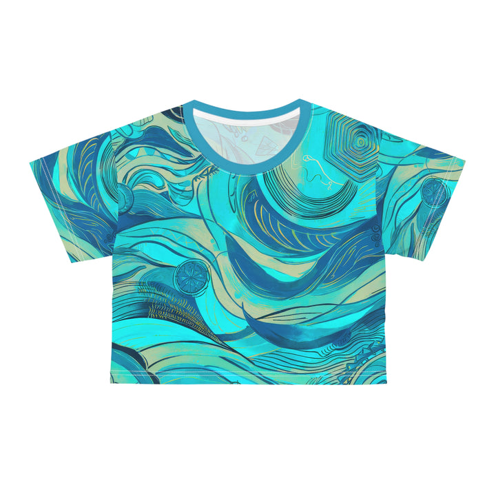 Teal Wave Crop Tee