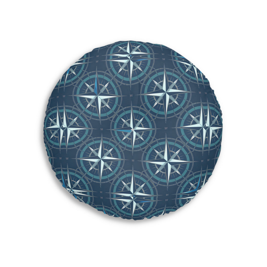 Compass Tufted Floor Pillow, Round