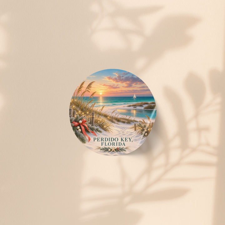 Perdido Key Florida Round Sticker Rolls – Waterproof Sunset Labels