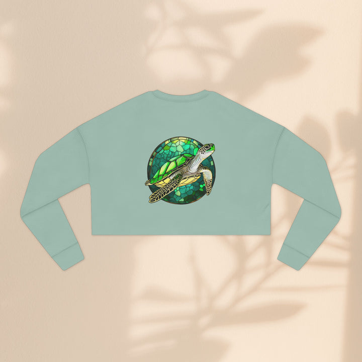Eco-Friendly Women's Cropped Sweatshirt with Sea Turtle Design | Perfect for Nature Lovers
