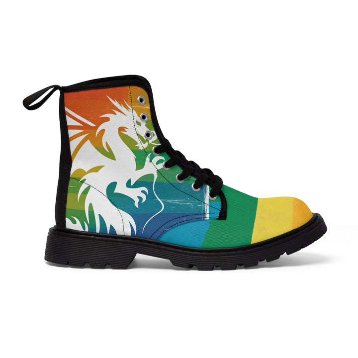 Women's Canvas Boots - Striped Dragon