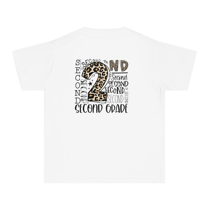Fun Second Grade Leopard Print Youth Tee, Kids Birthday Shirt, Back to School Apparel, Birthday Gift, Animal Print T-Shirt