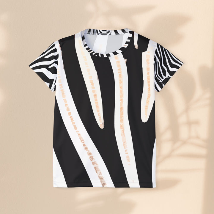 Zebra Stripe Women's Sports Jersey — Black & White Athletic Tee