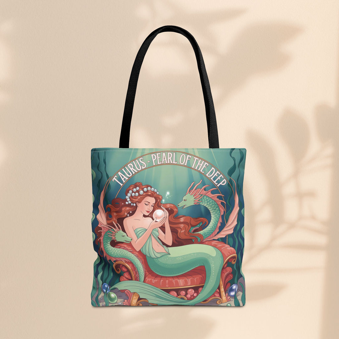 Taurus Mermaid Tote Bag, Taurus Zodiac, Ocean Lover Gift, Beach Accessory, Astrology Decor, Unique Shopping Bag
