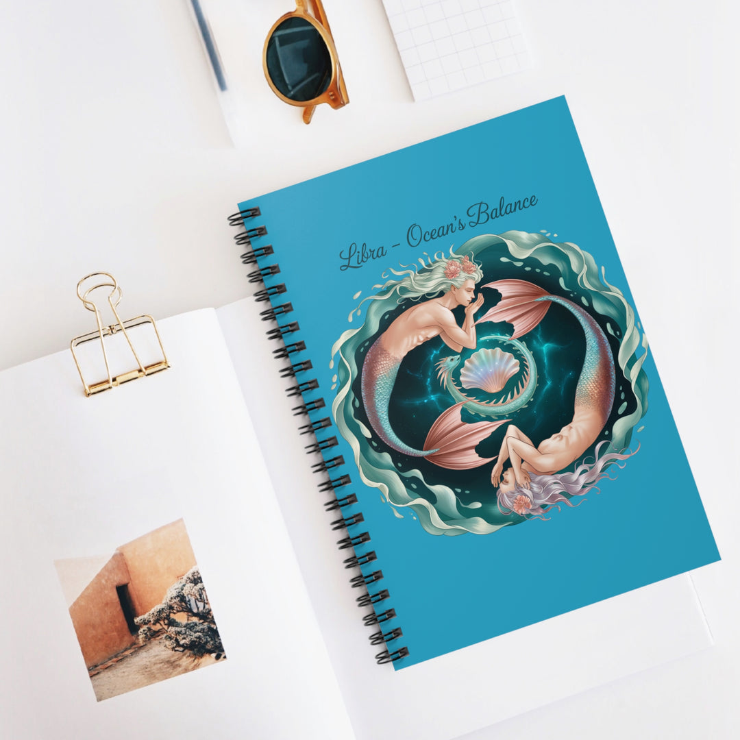 Libra Spiral Notebook - Ocean's Balance, Mermaids, Astrology Journal, Unique Gift, School Supplies, Creative Writing