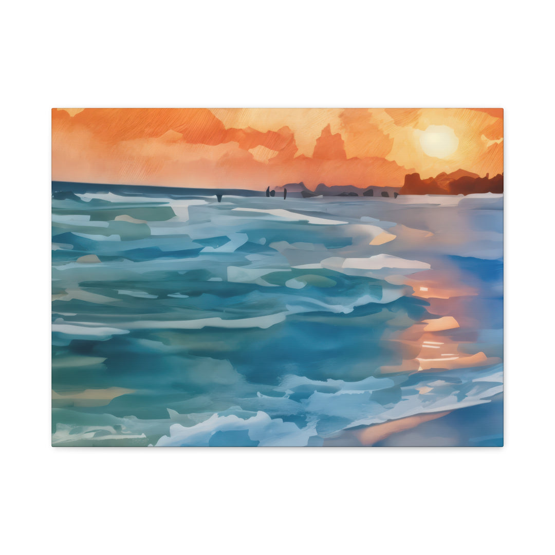 Coastal Sunset Canvas Art – Ocean and Beach Wall Décor