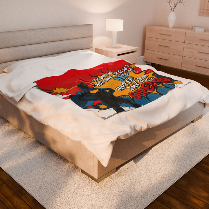 Superhero Dad Velveteen Plush Blanket - Perfect Gift for Father's Day