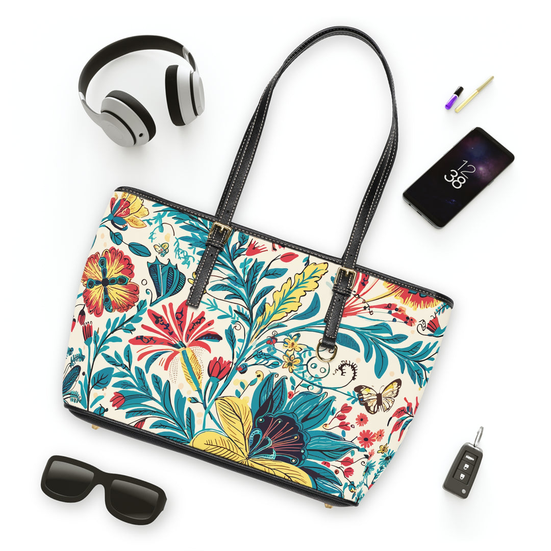 PU Leather Shoulder Bag - Summer Flowers