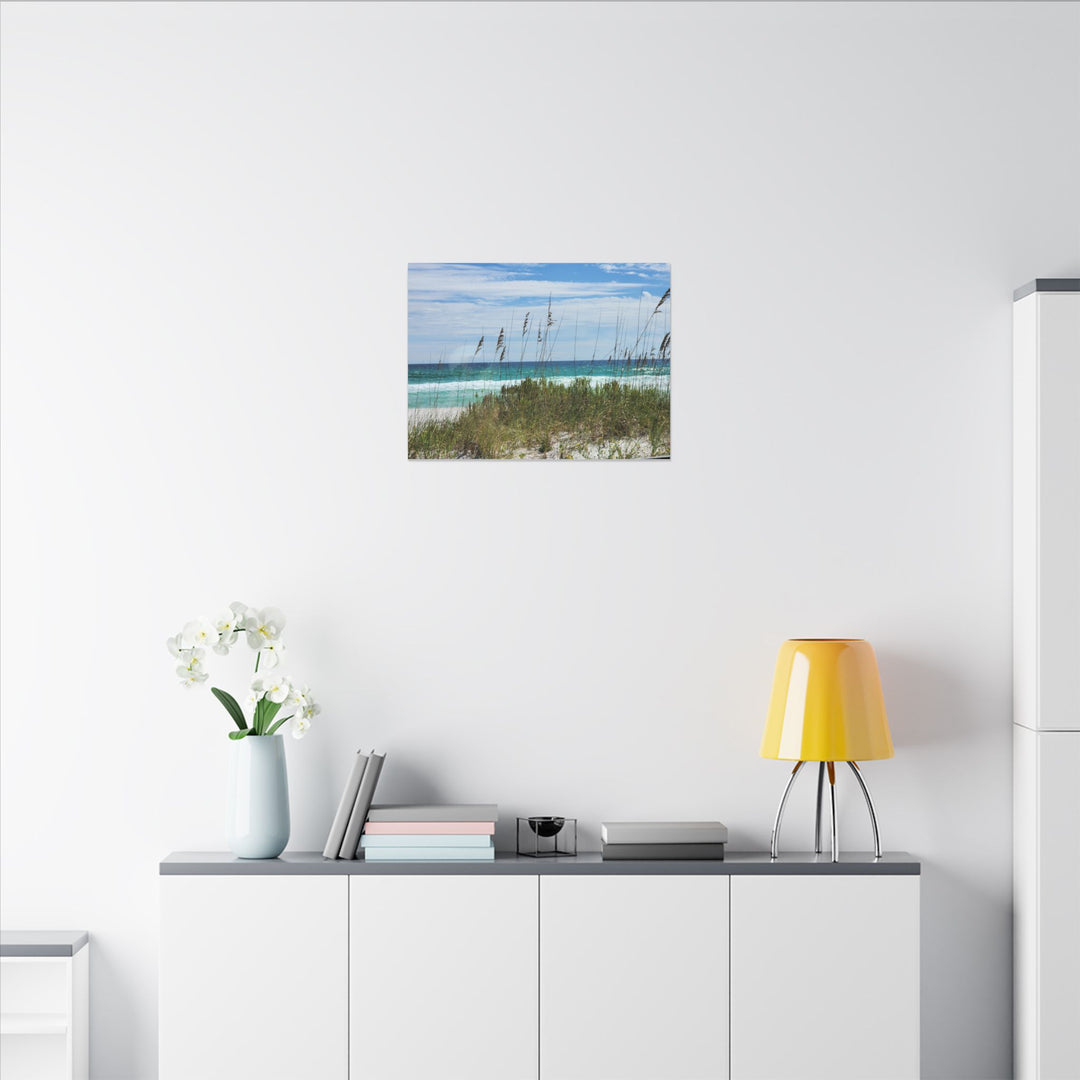 Coastal Dune Beach Canvas Print – Waves and Sea Oats Wall Art