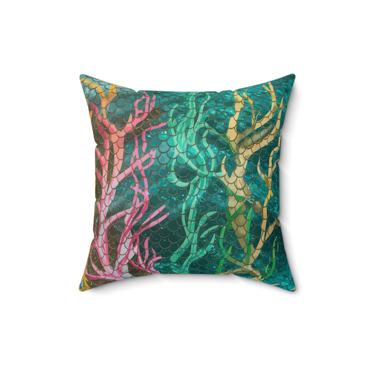 Mermaid Scale Net Faux Suede Square Pillow