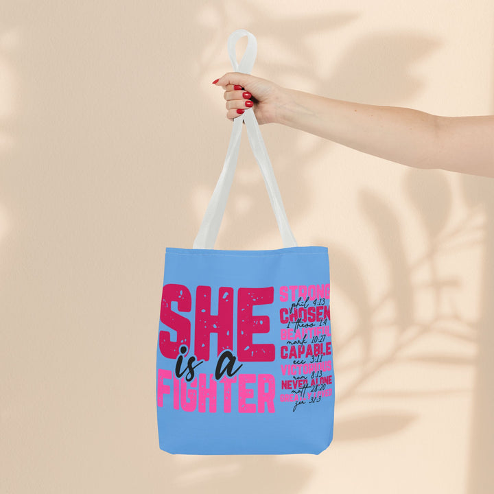 Tote Bag - She Is A Fighter Strong Affirmation Scripture Reference