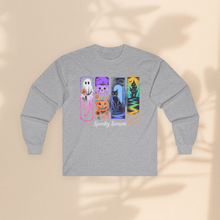 Spooky Season Long Sleeve Tee, Halloween Apparel, Ghost T-Shirt