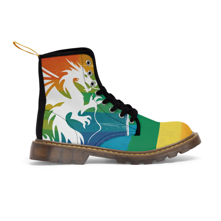 Women's Canvas Boots - Striped Dragon