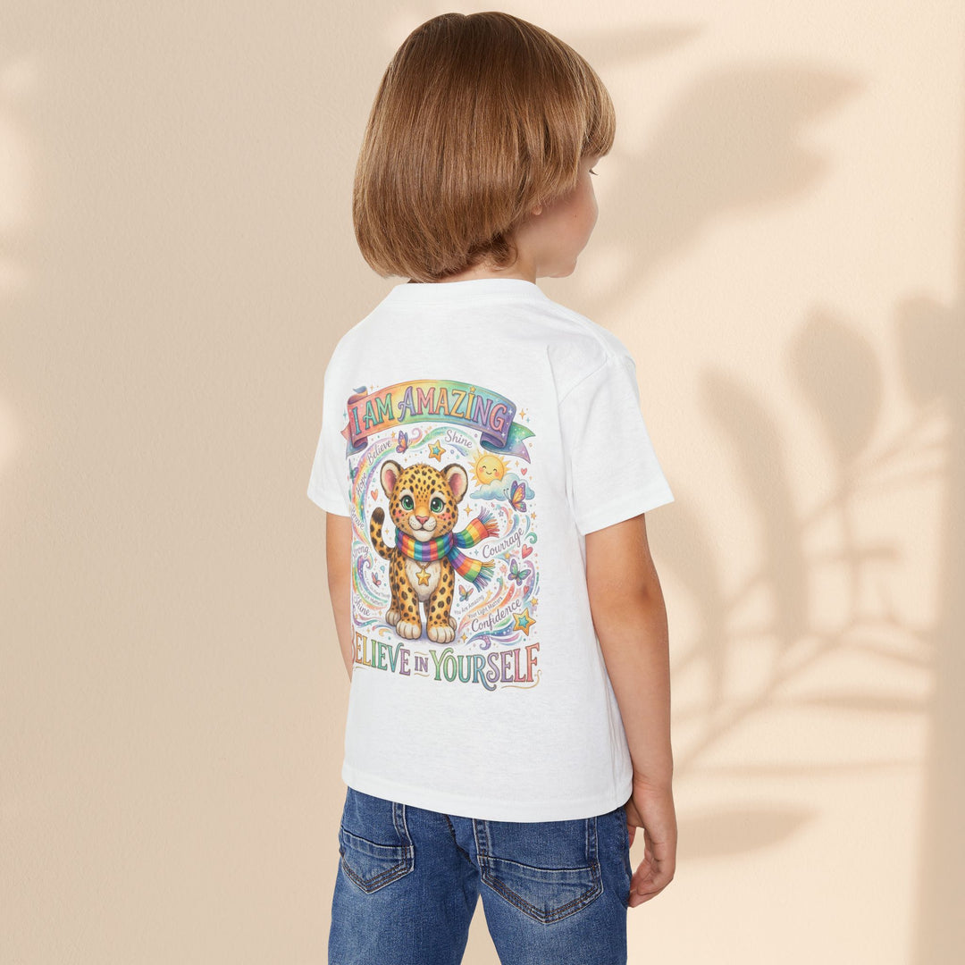 I Am Amazing Brave Buddies Leo Leopard Rainbow Toddler T-Shirt