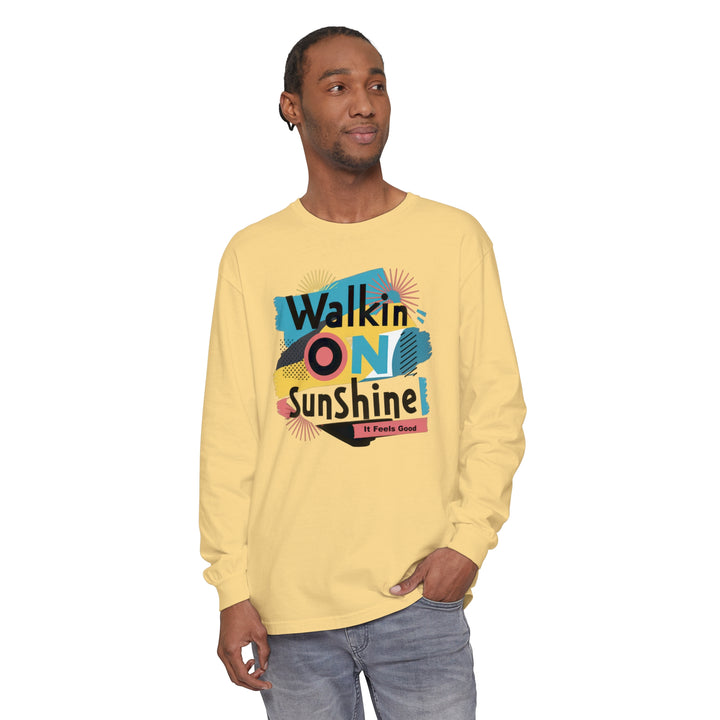 Unisex Garment-dyed Long Sleeve T-Shirt - Walking On Sunshine