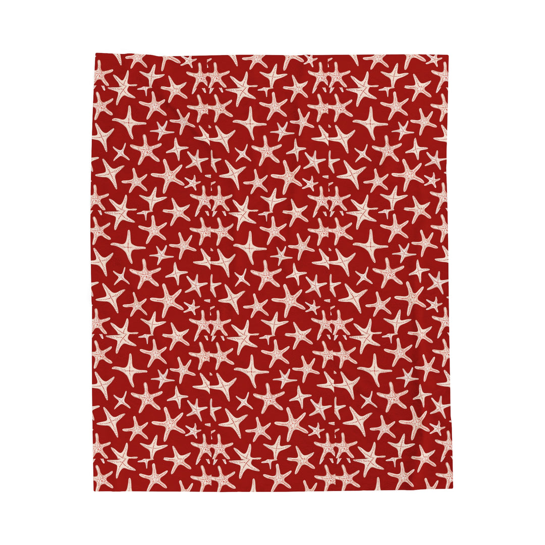 Velveteen Plush Blanket - Red Stars