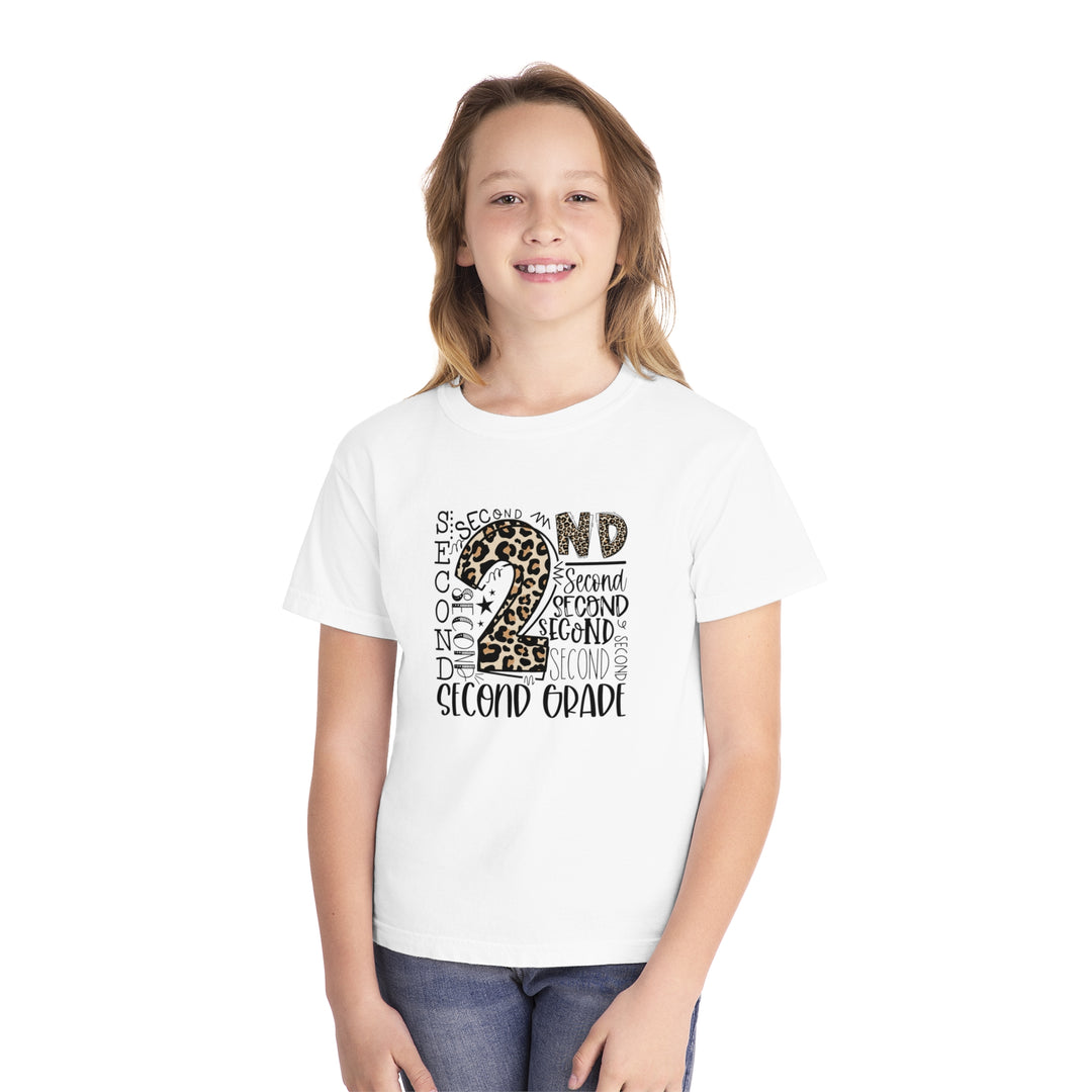 Fun Second Grade Leopard Print Youth Tee, Kids Birthday Shirt, Back to School Apparel, Birthday Gift, Animal Print T-Shirt