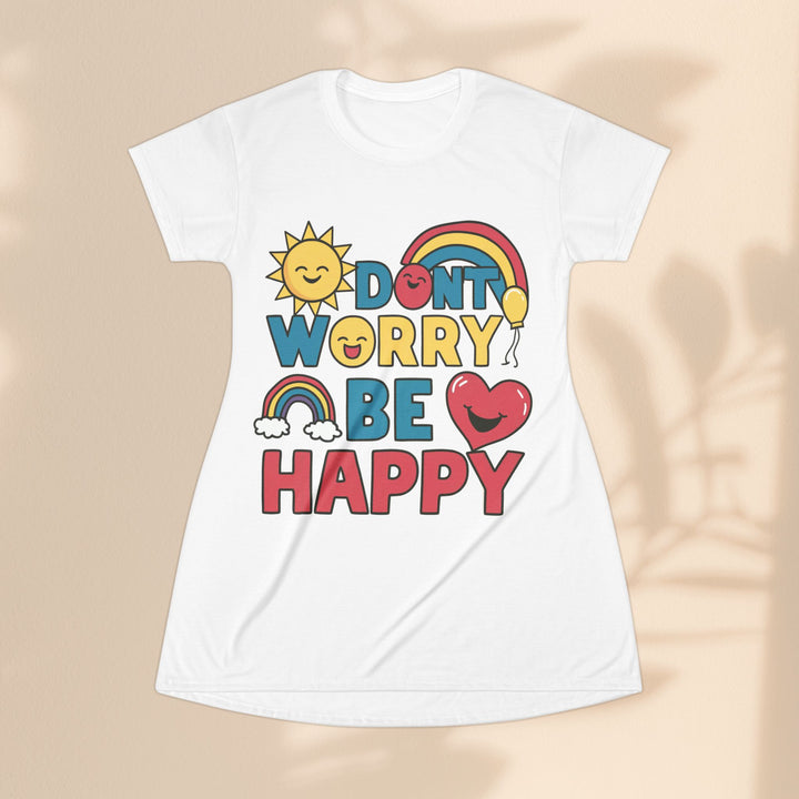 T-Shirt Dress (AOP) - Don't Worry Be Happy