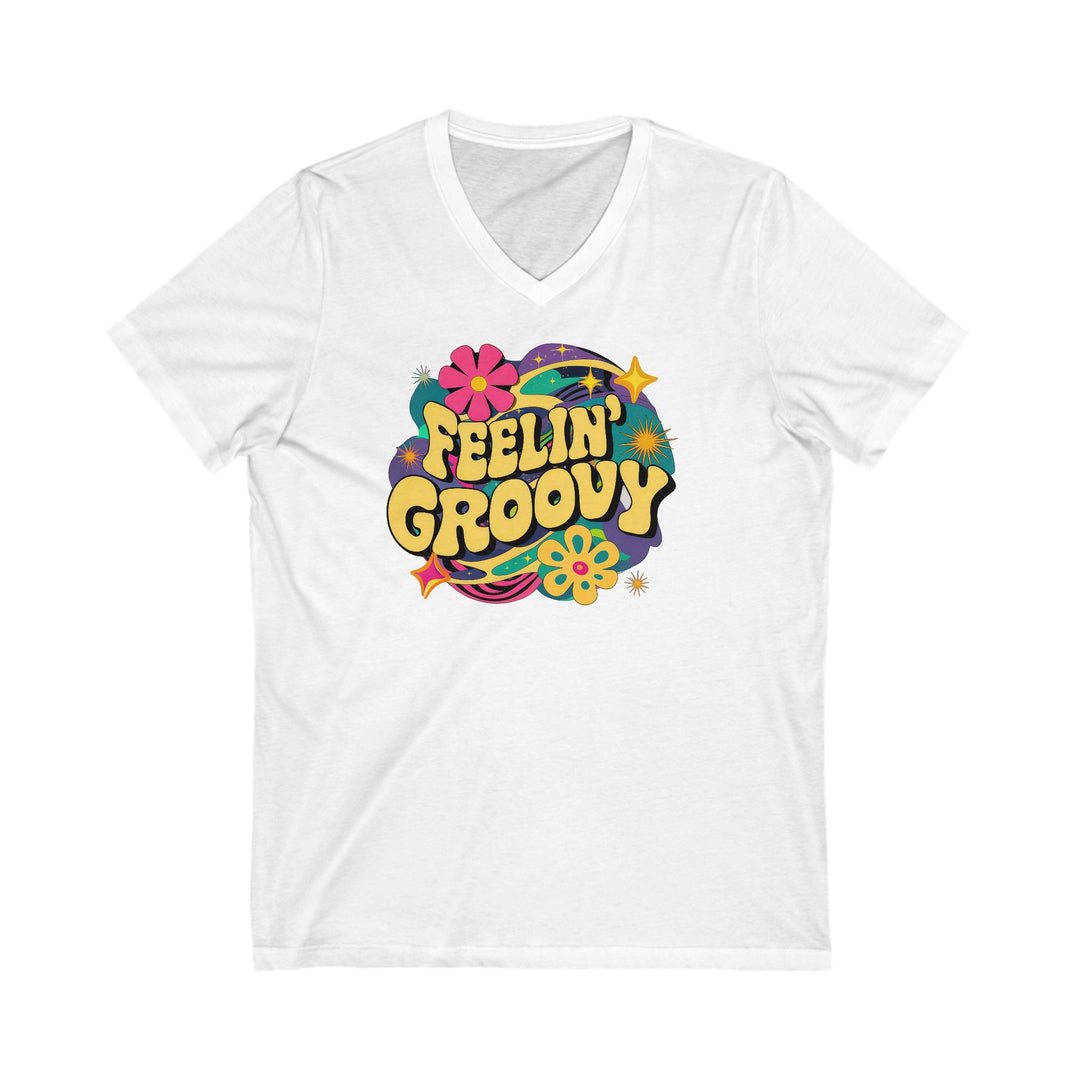 Unisex Jersey Short Sleeve V-Neck Tee - Feeling Groovy