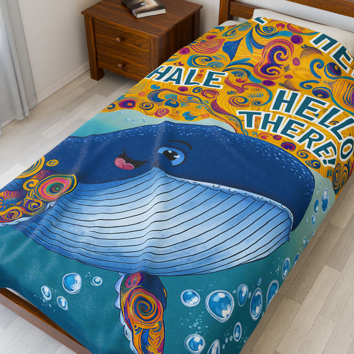 Velveteen Plush Blanket - Whale Hello There