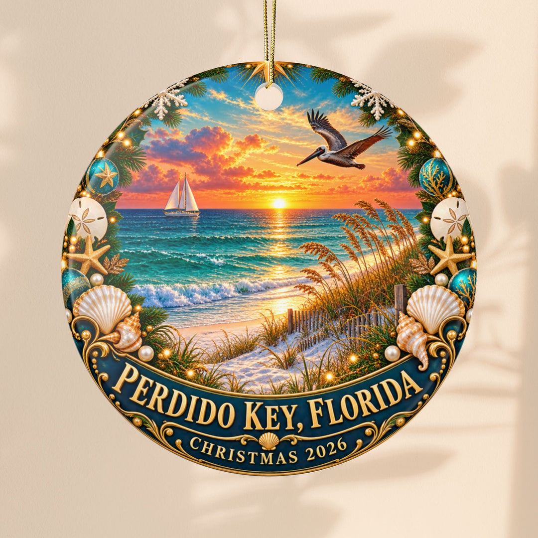 Perdido Key Florida Christmas 2026 Double-Sided Ceramic Ornament