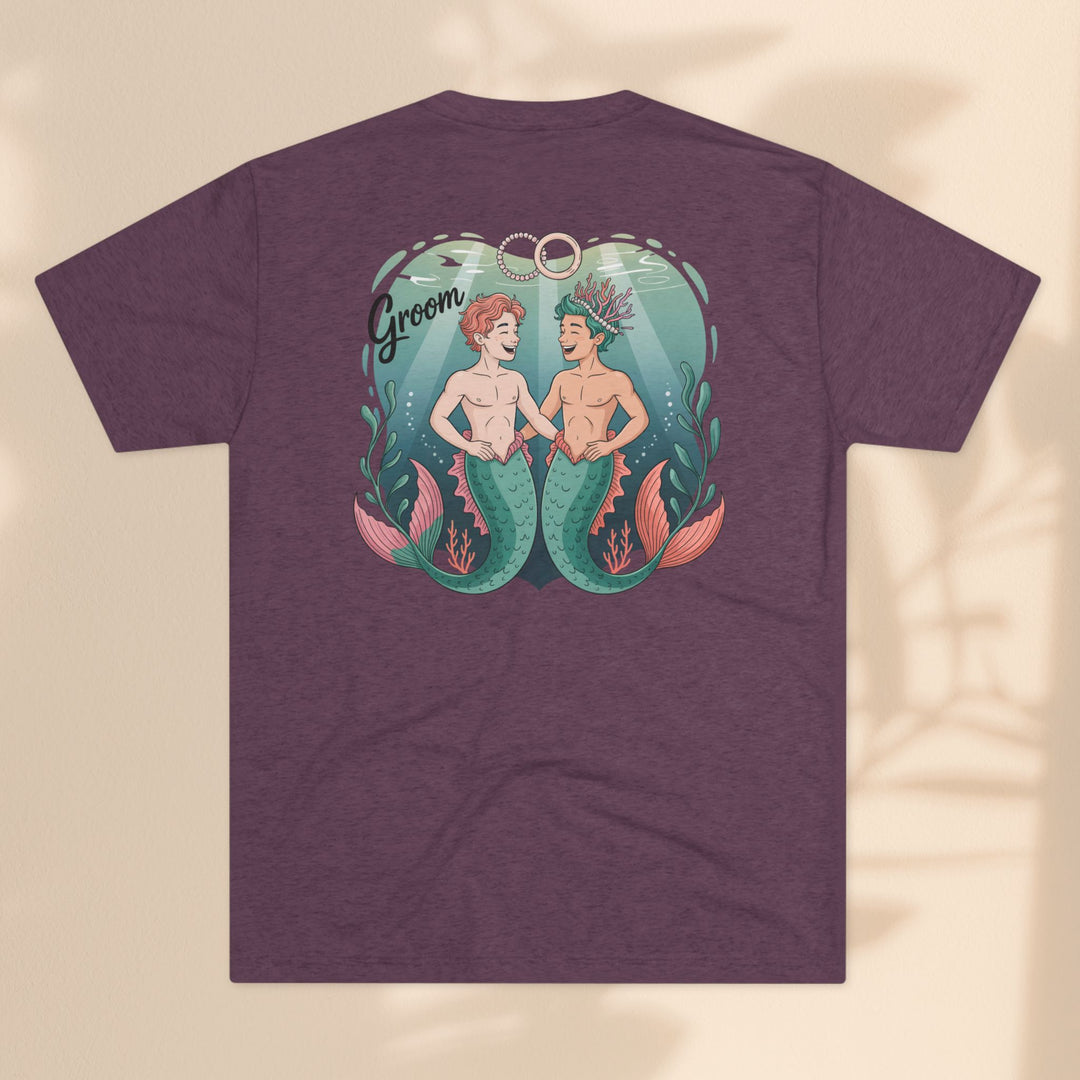 Merman Groom Tee, LGBTQ+ Pride Apparel, Wedding Gift, Unique Couple Shirt