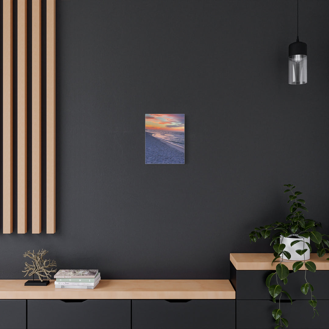 Sunset Beach Matte Stretched Canvas Print