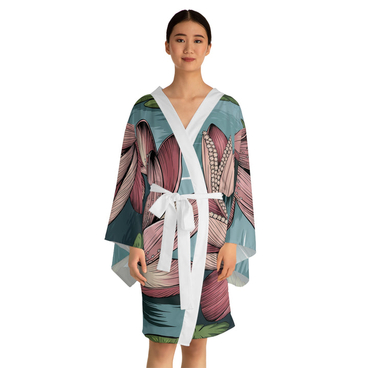 Long Sleeve Kimono Robe - Lotus Blossom