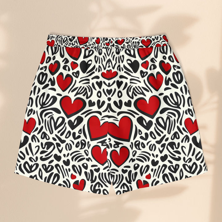 Love Heart Unisex Swim Shorts | Summer Beachwear for Couples & Pool Parties