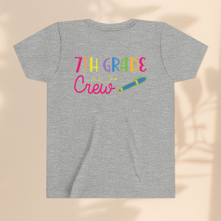 Seventh Grade Crew Tee, Fun School Spirit Shirt, Youth Fashion Top, Back to School Gift, Kids' Team Apparel, Colorful Graphic T-shirt
