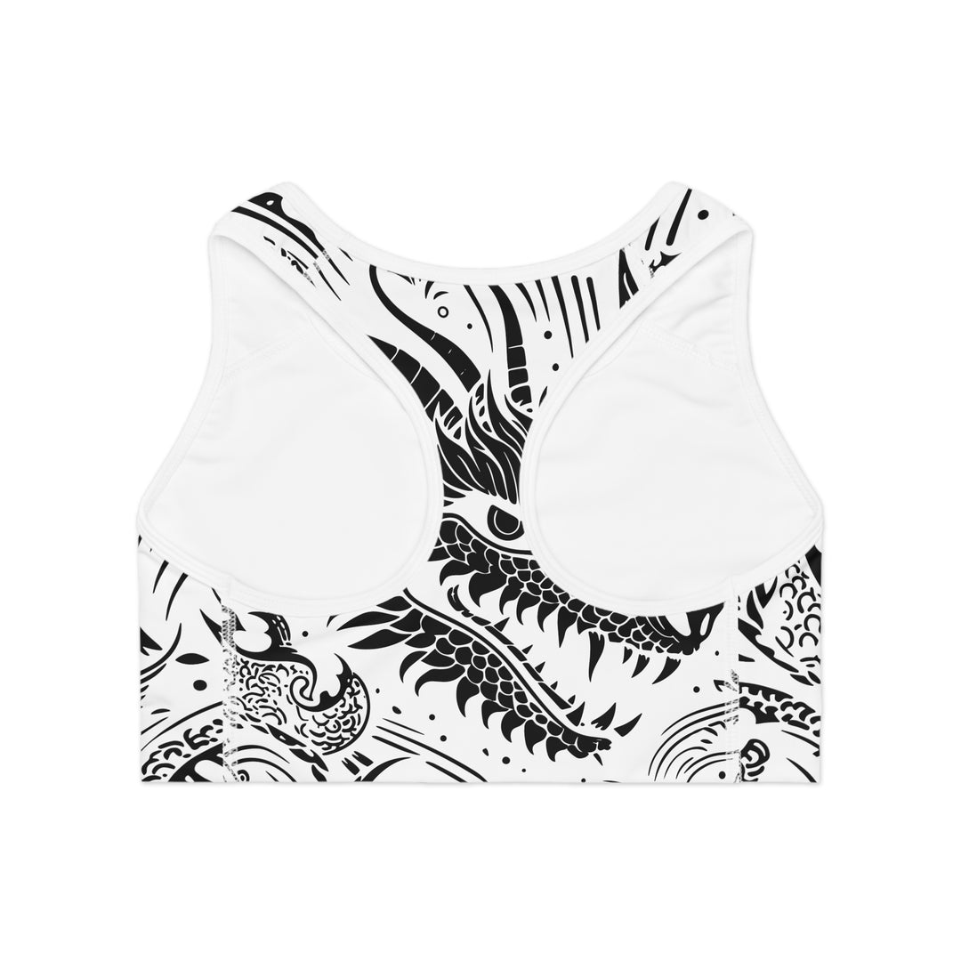 Sports Bra - Dragon Black and White