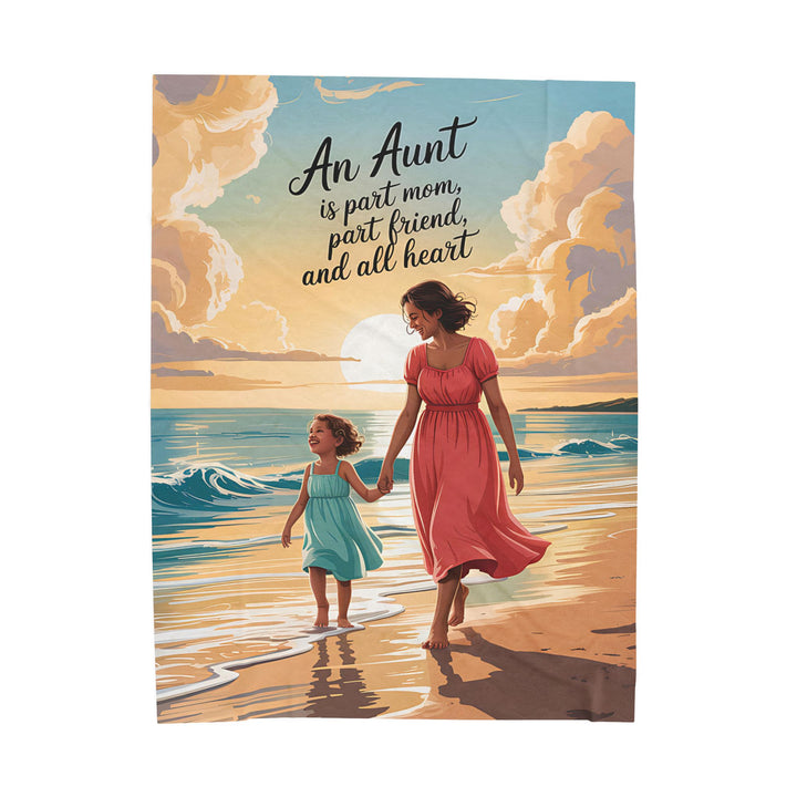 Velveteen Plush Blanket - Aunt & Niece Beach Throw Blanket with Heartwarming Quote