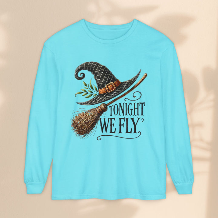 Tonight We Fly - Whimsical Witch Halloween Long Sleeve T-Shirt