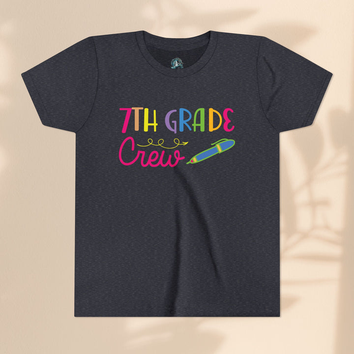 Seventh Grade Crew Tee, Fun School Spirit Shirt, Youth Fashion Top, Back to School Gift, Kids' Team Apparel, Colorful Graphic T-shirt