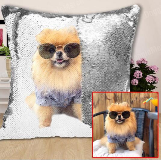 Custom Photo Sequin Cushion Cover